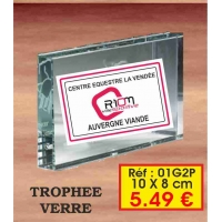 TROPHEE VERRE PRESTIGE : REF. 01G2P - 10 X 8 CM